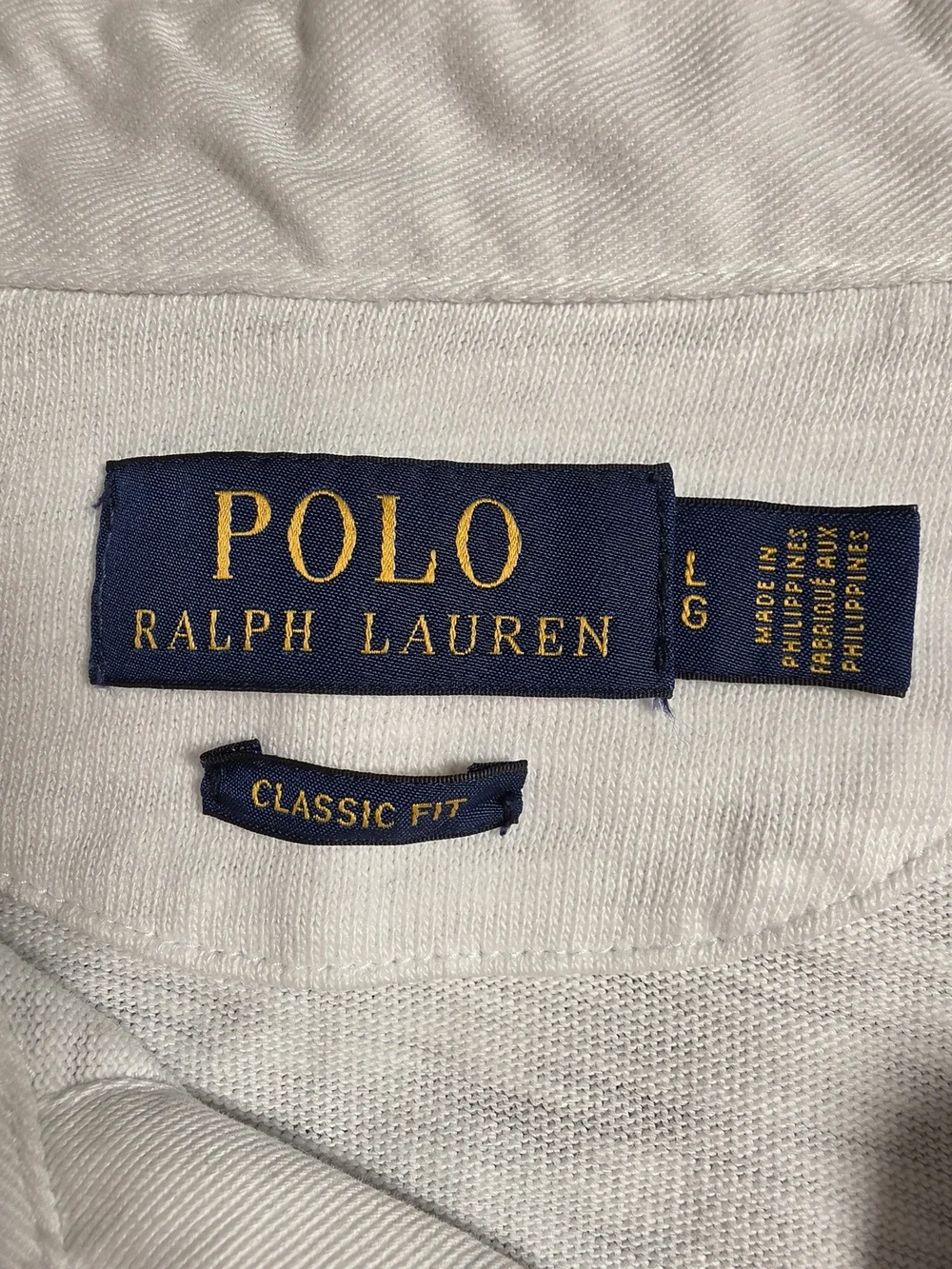 Polo by Ralph Lauren White Long-Sleeve Polo with Red & Navy V-Stripes